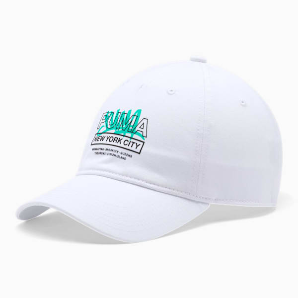 PUMA NYC Graffiti Adjustable Dad Cap, WHITE TRADITIONAL, extralarge