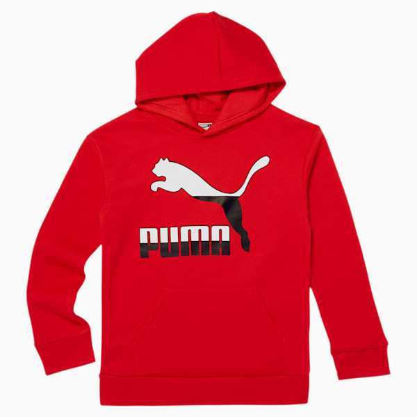 Classic Split Boys' Fleece Hoodie JR, HIGH RISK RED, extralarge