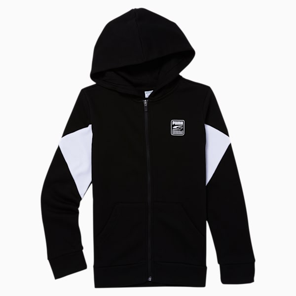 Rebel Boys' Fleece Zip Up Hoodie JR, PUMA BLACK, extralarge