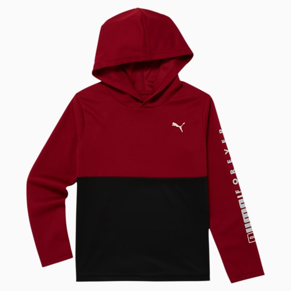 Alpha Little Kids' Long Sleeve Hooded Top, RED DAHLIA, extralarge