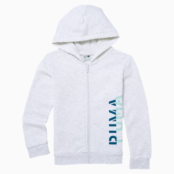 Be Bold Little Kids' Fleece Full Zip Hoodie, WHITE HEATHER, extralarge