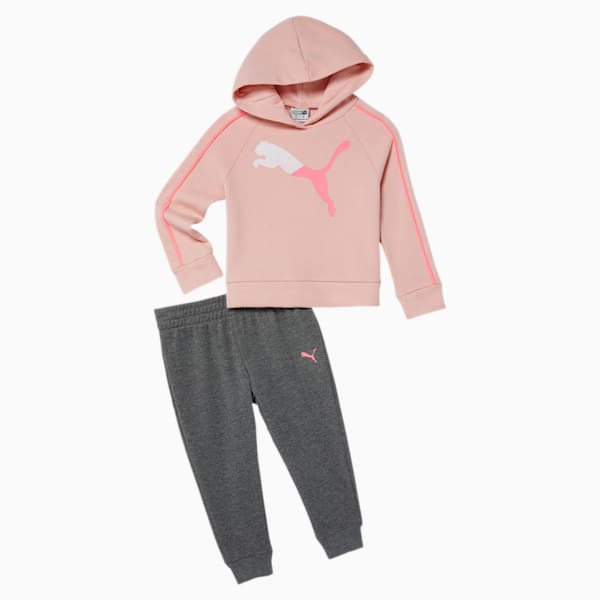 Fleece Hoodie + Jogger Toddler Set, PEACH SKIN, extralarge