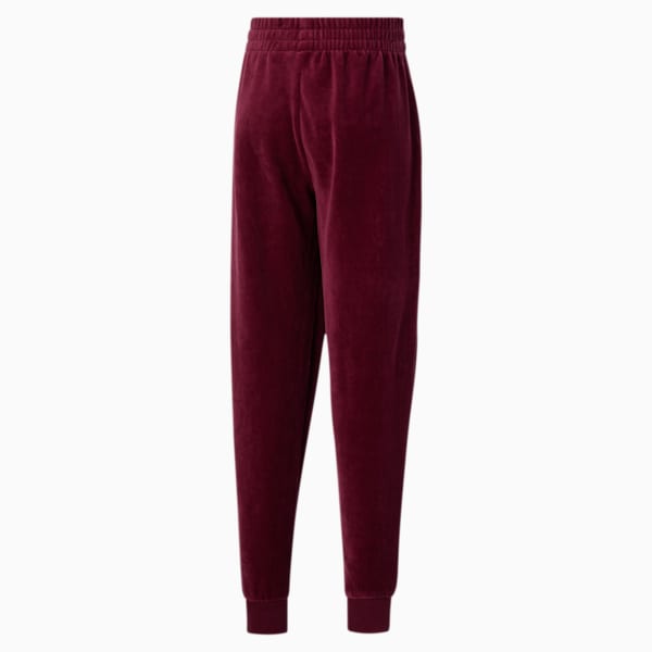 Alpha Girls' Velour Joggers JR, BURGUNDY, extralarge