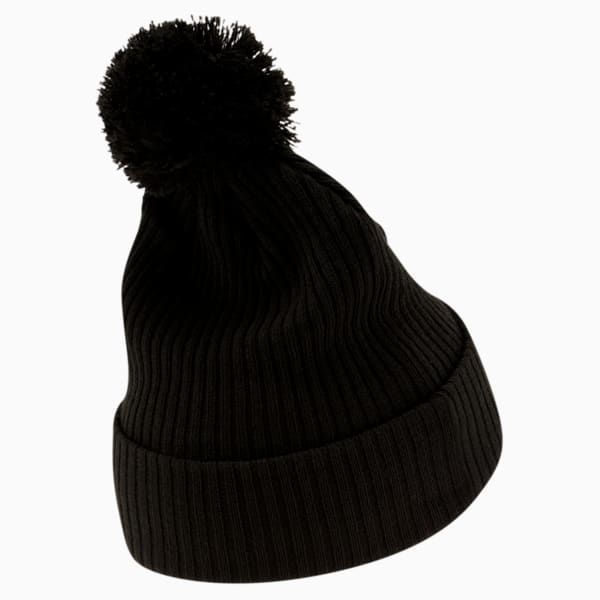 PUMA Lily Cuff Pom Beanie, Black, extralarge