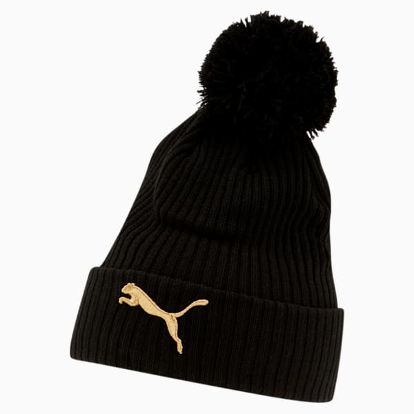 PUMA Lily Cuff Pom Beanie, Black, extralarge