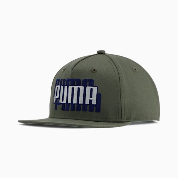 PUMA Go Kids' Snapback, Olive/Blue, extralarge