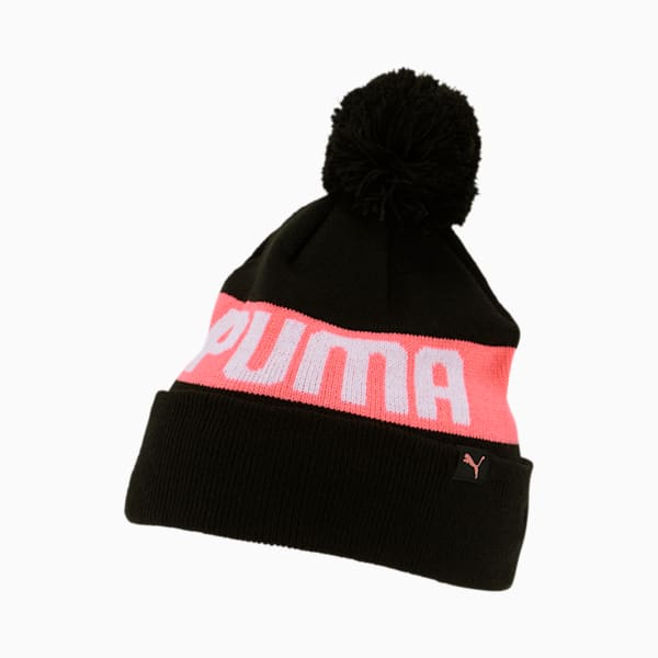 PUMA PE Pom Beanie, Black/Pink, extralarge