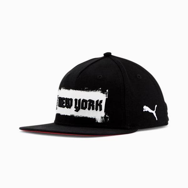 PUMA NYC Stencil Snapback Cap, BLACK/RED, extralarge