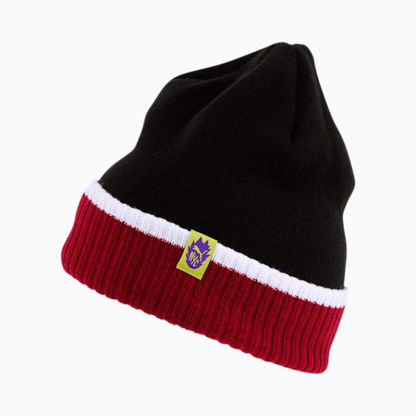NYC Patch Contrast Rib Cuff Beanie, BURGUNDY/BLACK, extralarge
