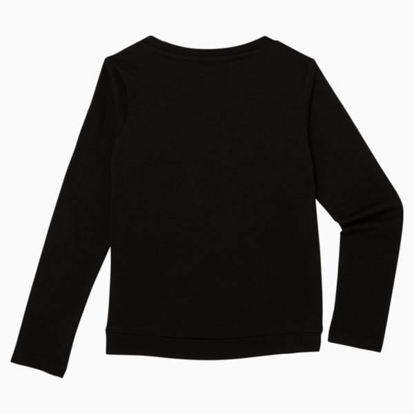 Little Kids' Long Sleeve Fashion Tee, PUMA BLACK, extralarge