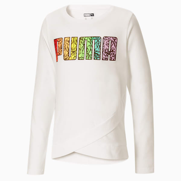 Girls' Long Sleeve Fashion Tee JR, PUMA WHITE, extralarge