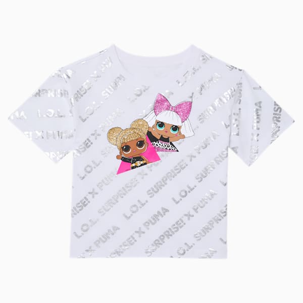 PUMA x L.O.L. SURPRISE! Little Kids' Metallic Fashion Tee, PUMA WHITE, extralarge