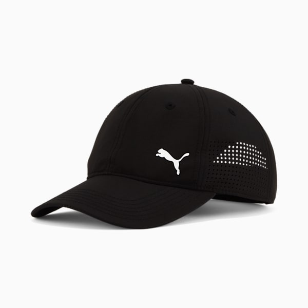 Stream Perforated Adjustable Baseball Cap, Black
