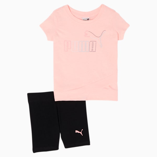 Tee + Biker Shorts Toddler Set, ELEKTRO PEACH, extralarge