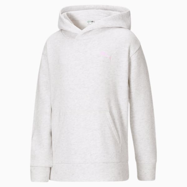 Girls' Fleece Pullover Hoodie JR, WHITE HEATHER, extralarge