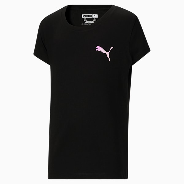 Girls' Cotton Jersey Graphic Tee Big Kids, PUMA BLACK, extralarge