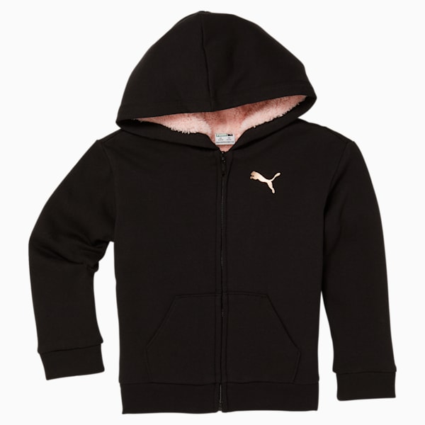 Sherpa Little Kids' Zip-Up Hoodie, PUMA BLACK, extralarge