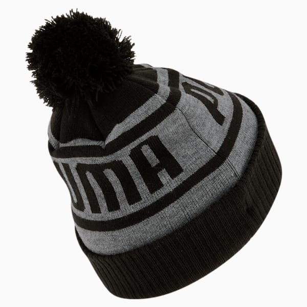 PUMA Frost Cuff Pom Beanie, Black Grey, extralarge