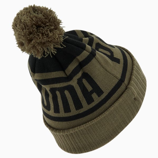 PUMA Frost Cuff Pom Beanie, Olive / BLACK, extralarge