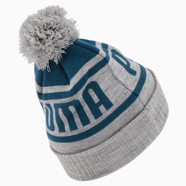 PUMA Frost Cuff Pom Beanie, Grey/Blue, extralarge