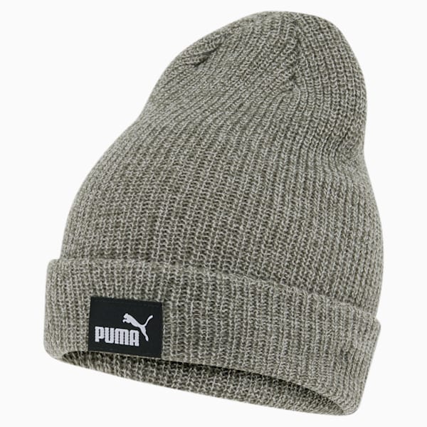 PUMA Woven Label Marled Beanie, Medium Grey, extralarge