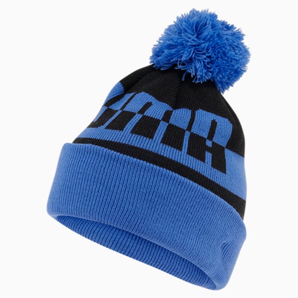 PUMA Foxwood Cuff Pom Beanie Big Kids, Blue/Black, extralarge