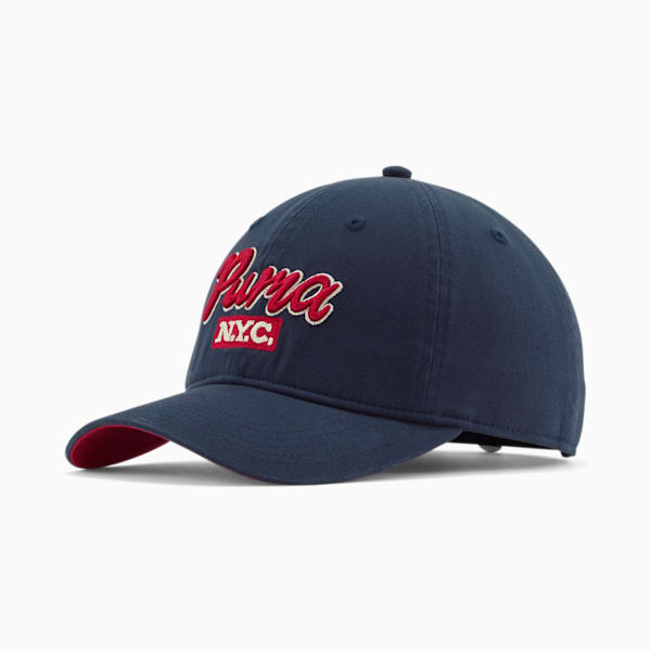 PUMA NYC Script Adjustable Cap, NAVY, extralarge