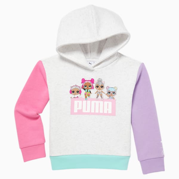 PUMA x L.O.L. Surprise! Little Kids' Fleeve Pullover, WHITE HEATHER, extralarge