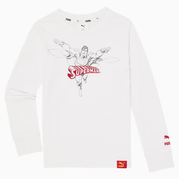 PUMA x DC Justice League Long Sleeve Little Kids' Graphic Tee, PUMA WHITE, extralarge