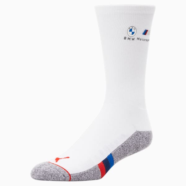 One Pack BMW Motorsport Half-Terry Crew-Length Men's Socks , WHITE, extralarge