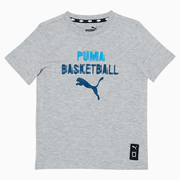 PUMA Basketball Little Kids' Graphic Tee, LIGHT HEATHER GREY, extralarge