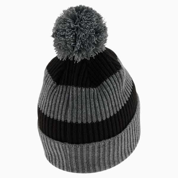 Kieran Stripped Pom-Pom Beanie, Black, extralarge