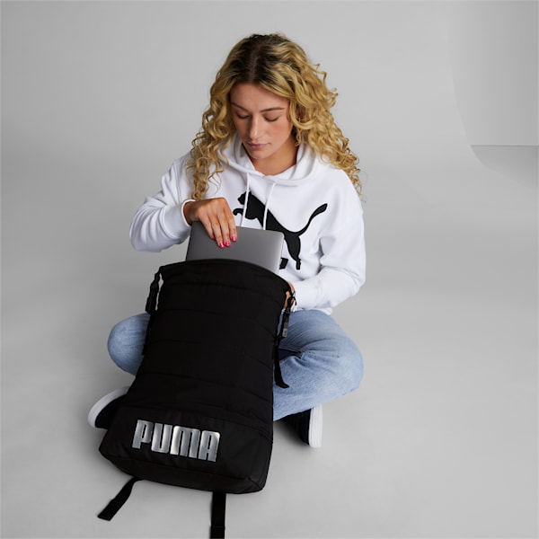 PUMA Plush Zip-Top Backpack, Black, extralarge