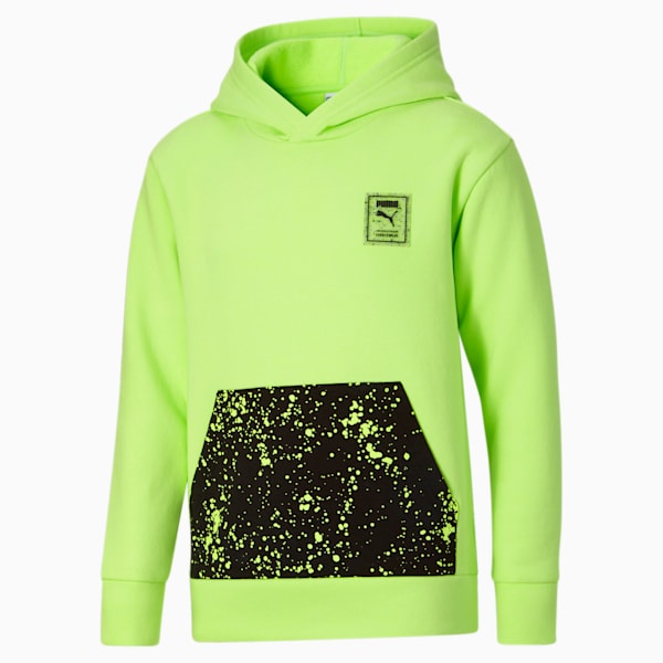 Splatter Pocket Fleece Hoodie Big Kids, FIZZY APPLE, extralarge