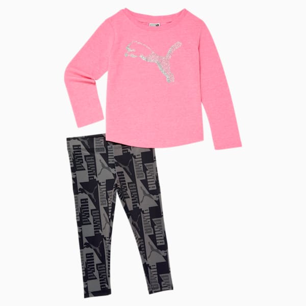 Shimmer Cat Toddlers' Two Piece Long Sleeve Set, KNOCKOUT PINK