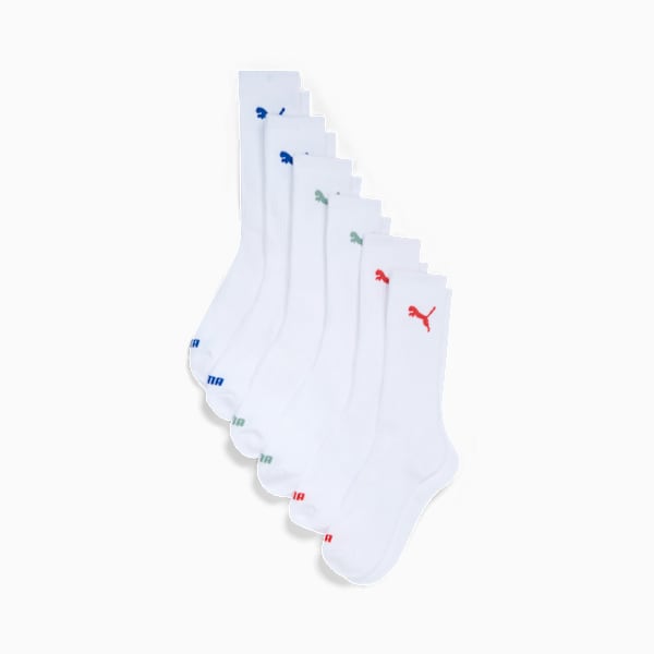PUMA Men's Half-Terry Crew Socks (6 Pairs), WHITE / RED, extralarge