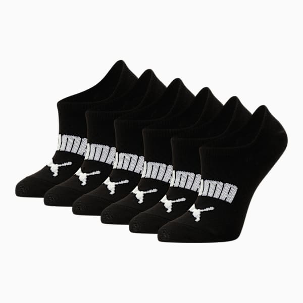 PUMA Women's Non-Terry Sneaker Socks (6 Pairs), BLACK / WHITE, extralarge