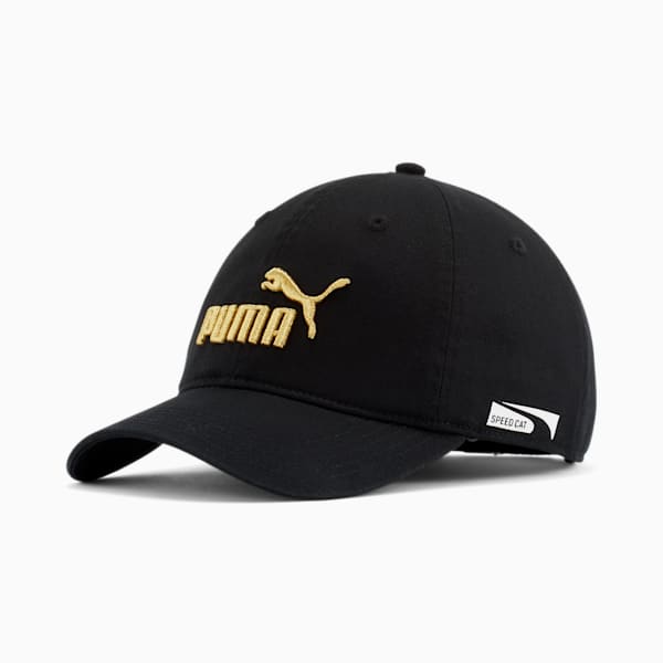 Speed Cat Adjustable Dad Hat, BLACK/GOLD, extralarge