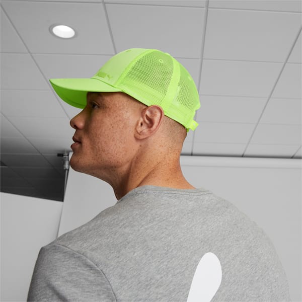 Lime green trucker hat top