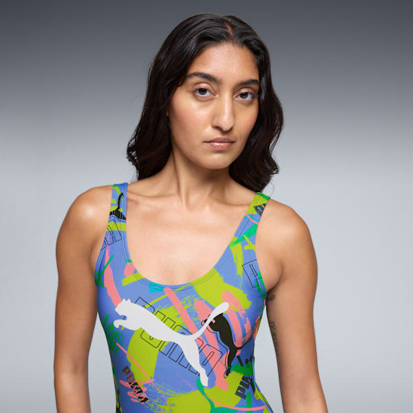 Traje de baño de una pieza para mujer, BLUE SKIES, extralarge