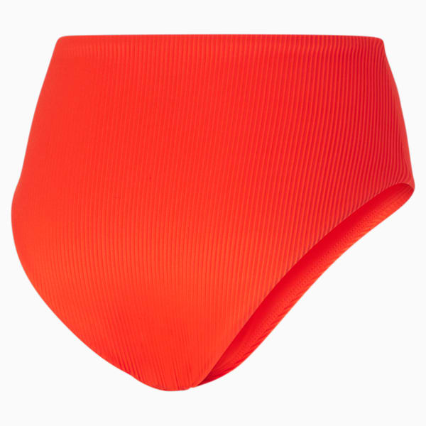 High Cut Women's Ribbed Bikini Bottom, MEDIUM ORANGE, extralarge