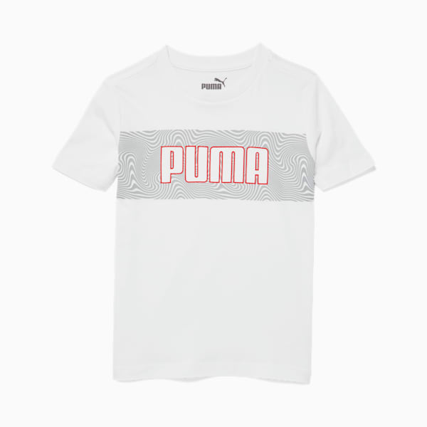 PUMA Pattern Logo Little Kids' Tee, PUMA WHITE, extralarge