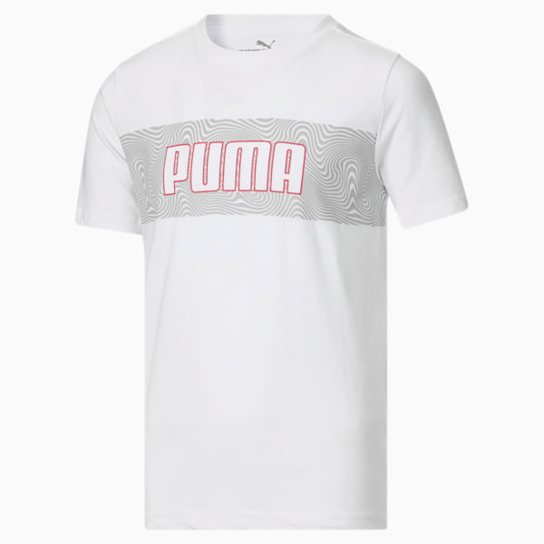 PUMA Pattern Logo Big Kids' Tee, PUMA WHITE, extralarge