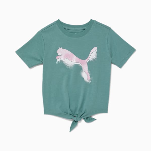 PUMA Sparkle Cat Little Kids' Knotted Tee, ADRIATIC, extralarge