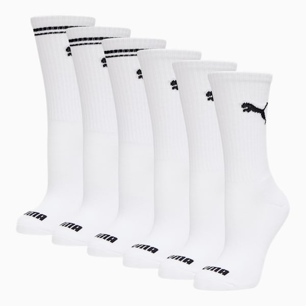 Calcetines deportivos de media felpa para mujer (paquete de 6), WHITE / BLACK, extralarge