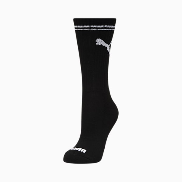Women's Half-Terry Crew Socks (3 Pairs), BLACK / WHITE, extralarge