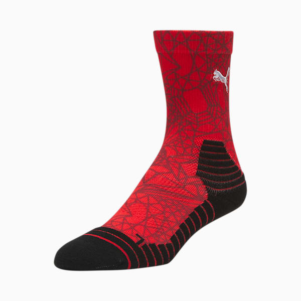 Geometric Terry Crew Socks (1 Pack), RED, extralarge