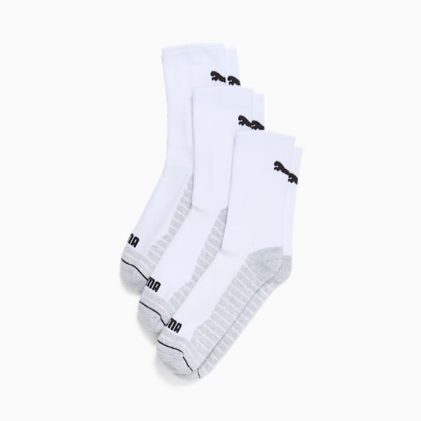 Calcetines deportivos de media felpa para hombre (3 pares), WHITE / BLACK, extralarge