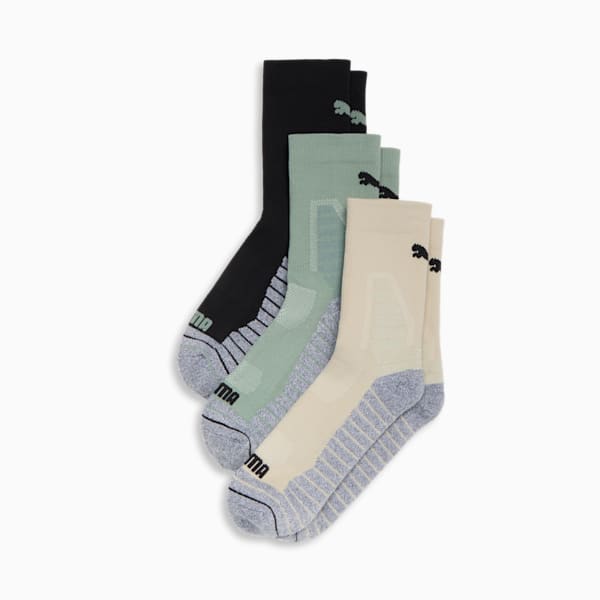 Men's Half-Terry Crew Socks (3 Pairs), OLIVE / KHAKI, extralarge