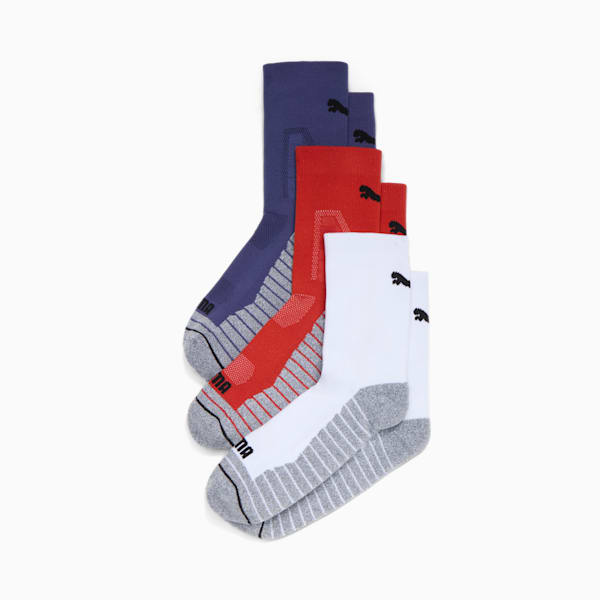Men's Half-Terry Crew Socks (3 Pairs), BLUE / RED / WHITE, extralarge